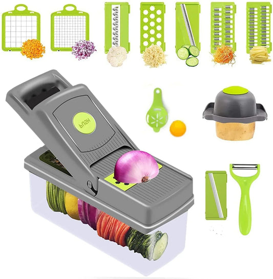 16 - in - 1 Multifunctional Vegetable Chopper & Slicer with Colander Basket - QuackCartKitchen Appliances