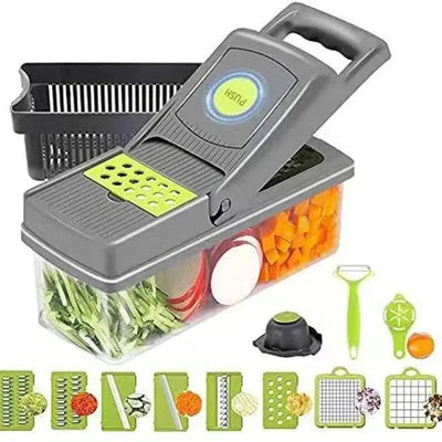 16 - in - 1 Multifunctional Vegetable Chopper & Slicer with Colander Basket - QuackCartKitchen Appliances