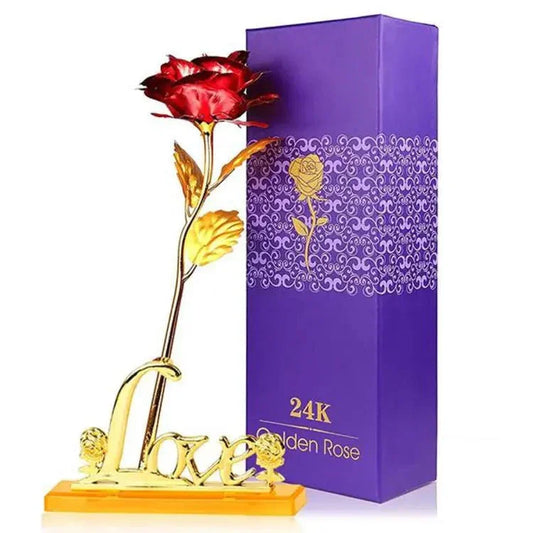 24k Gold Plated Rose (With Love Holder Box) Gift | Ramazan Greeting Gift Flower | Gold Dipped Rose - QuackCartGifts
