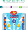 Interactive kids prayer mat with touch-sensitive keys, position sensors, and Quran readings.