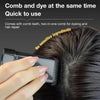 Hand applying hair dye with comb applicator tool for mess-free grey hair coverage