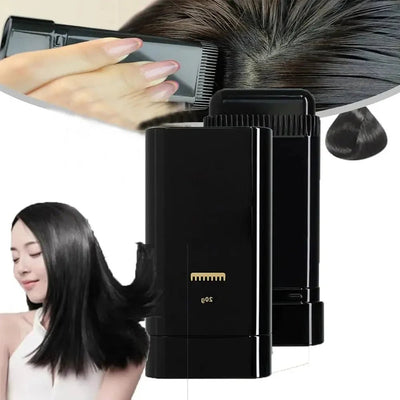 Black hair dye comb applying color to roots, mess-free hair coloring tool for gray coverage