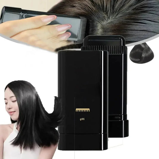 Black hair dye comb applying color to roots, mess-free hair coloring tool for gray coverage