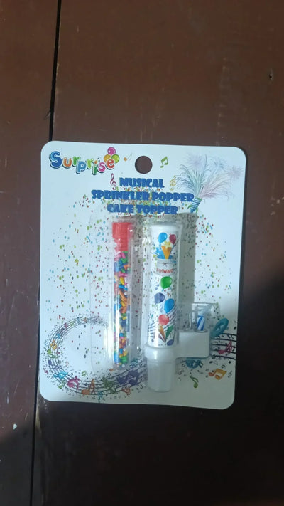 Musical Sprinkle Popper Cake Topper – Surprise Party Decoration - QuackCartParty Supplies